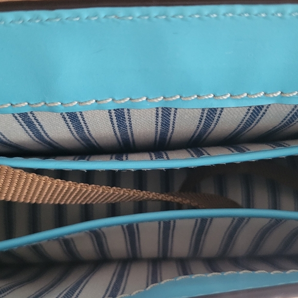 Dooney & Bourke Beacon Wowen ast West Flap Sky Crossbody Bag In Turquoise/Tan - Picture 7 of 10